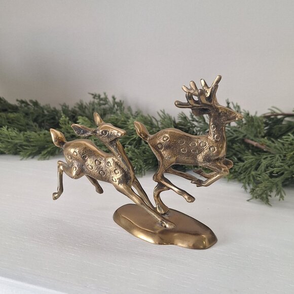 Vintage brass deer / reindeer statue figurine 2 - Picture 4 of 7